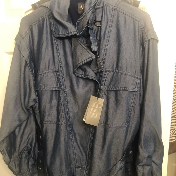 Armani Exchange AX small blue belted Jean jacket zipper & buckles NWT - Picture 7 of 10